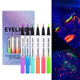 Glow in the Dark Eyeliners, Shine Shimmer Waterproof Eye Liner, Shining High Pigmented Makeup Pen Long Lasting Natural Eye Liner for Girls Women Live Performance Dance Night Party