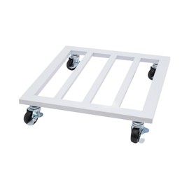 DYNAMI Plant Caddy with Wheels 14in,Heavy Duty Metal Plant Stand on Wheels,Square Flowerpot Rolling Tray Rack,Movable Planter Dolly Trolley Tray Pallet for Potted Plants Indoor Outdoor (14*14in,White)