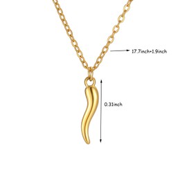 Q&D&S Italian Horn Necklace for men Stainless Steel Necklace for Women Dainty Gold Plated Horn Pendant Necklace Jewelry (Small Pendant (female))