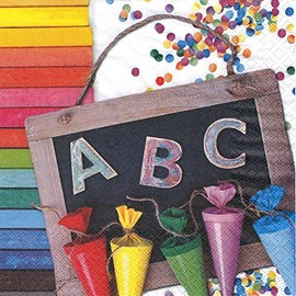 20 napkins ABC 123 – First Day of School Colourful / First Day of School / School Cones 33 x 33 cm