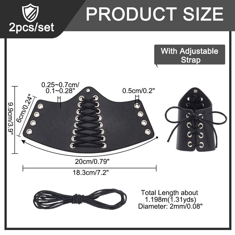 NBEADS 1 Pair Black Leather Cycling Wrist Guards, Medieval Leather