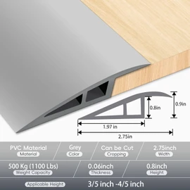 Vinyl Floor Transition Strip Door Threshold Self Adhesive 72 inch, Thresholds for Doorways, Edge-Reducer Transition-Strips for Door/Floor (Grey, 0.8'' (H) - 72''(L))