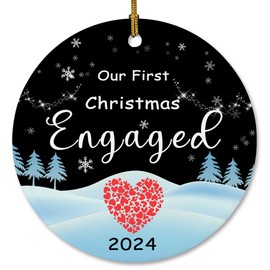 Our First Christmas Engaged, Engagement Gifts for Couples, Engaged Christmas Tree Ornament, Ceramic Keepsake Engagement Ornaments, Bride to Be, Wedding Gift, Bridal Shower Gift