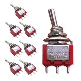 mxuteuk 8pcs MTS-102 3 Terminal 2 Position SPDT Mini Miniature Toggle Switch Car Dash Dashboard ON/ON 5A 120V 2A 250V