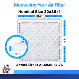 Filter King 22x36x1 Air Filter 4-PACK MERV 8 Actual Size 21.5 x 35.5 x .75"