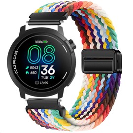 GIOPUEY 22 mm Bracelet Compatible with Coros Pace Pro/Pace 3/APEX Pro/2 Pro/46 mm, Braided Nylon Bracelet [Unisex] Elastic Replacement Strap - Colourful-B