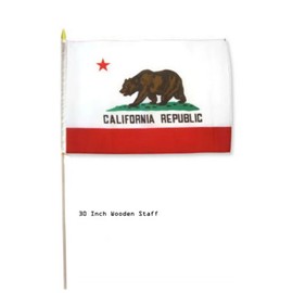 Moon Knives 12x18 Wholesale Lot 12 State of California Stick Flag 30'' wood staff - Party Decorations Supplies For Parades - Prime Outside, Garden, Men Cave Decor Flag