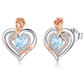 LAVUMO Rose Heart Earrings for Women, /, /