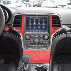 YAMUDA Compatible with Decorative Interior Protection Carbon Fiber Sticker for SUV Grand Cherokee 2014 2015 2016 2017 2018 2019 2020 2021 (Red 43pcs)