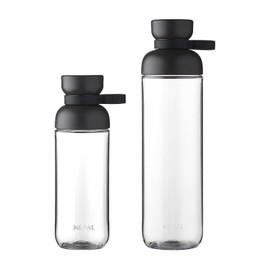 Mepal Vita Water Bottles Duo Pack - Bottles for University, Work, Fitness, Outdoor, Job - Shockproof, Leak-Proof - BPA Free & Dishwasher Safe - 500 & 900 ml - Nordic Black