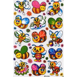 1 Bogen - Bienen Hummel Wespe Insekten Tiere Aufkleber Sticker Promotion Kindergeburtstag Dekorieren Hobby Basteln Sammeln selbstklebend und vorgestanzt