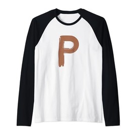 Creative Bold Leather Letter P - Design - Alphabet - Marker Raglan Baseball Tee