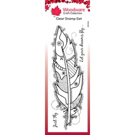 Woodware Francoise Collection - Clear Magic Stamp Set - Large Feather,Transparent,8 x 2.6 inches