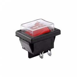 2x Kippschalter Wippschalter 4 polig Rot Schwarz ON/OFF 16A/250V Kunststoff push Button Switch Schalter mit wasserfesten Kappe | rot