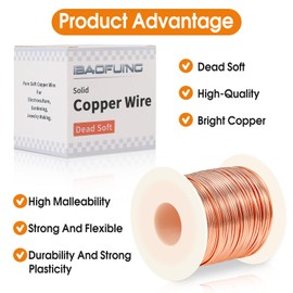 ibaofuing 99.9% Dead Soft Copper Wire, 16 Gauge/ 1.3 mm Diameter, 127 Feet / 39m, 1 Pound Spool Pure Copper Wire, Jewelry Making Wire for Crafts, Christmas Wreaths Tree, Garland and Floral Flower Arrangements