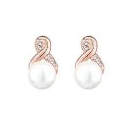 Elli Women's Earrings Infinity Elegant with Freshwater Cultured Pearl and Crystals in 925 Sterling Silver, Sterling Silver, Crystal