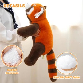 Ditucu Weighted Stuffed Animal 1.8 lbs Red Panda Plush Toys Cute Soft Plushies Gifts for Kids 25 inch