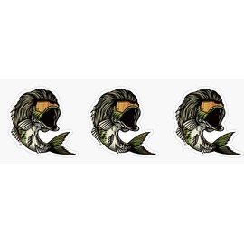 3 pcs Bass Mullet Sticker Fishing Sticker, 2 inches - Yeti Cup Vinyl Waterproof Decal Car Laptop Wall Window Bumper Sticker