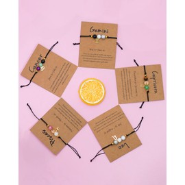 nylry Healing Crystal Zodiac Bracelets for Women Men 12 Constellation Bracelet Natural Stone Chakra Zodiac Sign Beaded Bracelets Astrology Birthday Healing Crystals Jewelry Gifts-Libra