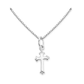 Very Tiny Delicate and Dainty Sterling Silver Cross Necklace for Women and Teen Girls, Goddaughter, Daughter, Granddaughter, Niece - Baptism, Confirmation Gift (16 inches plus 2-inch extender)