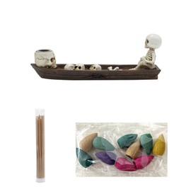 Skeleton Boat Incense Burner Holder Creative Incense Ash Catcher Tray Incense Stick Holder Desk Decorations