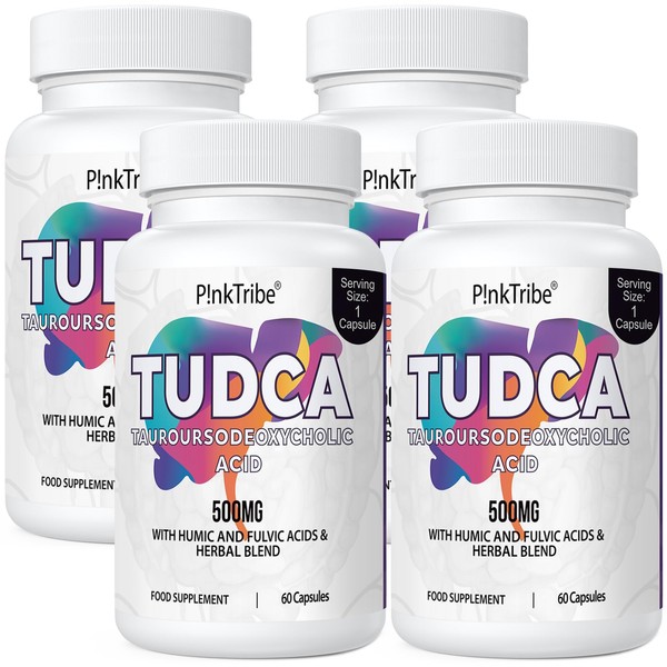 P!nkTribe TUDCA 500mg, Tauroursodeoxycholic Acid with Humic and Fulvic Acids,