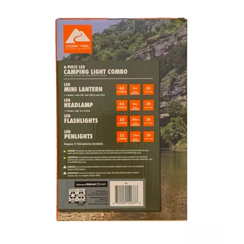 Ozark-Trail Outdoor 6-Piece Set LED Camping Hiking Hunting Light Combo