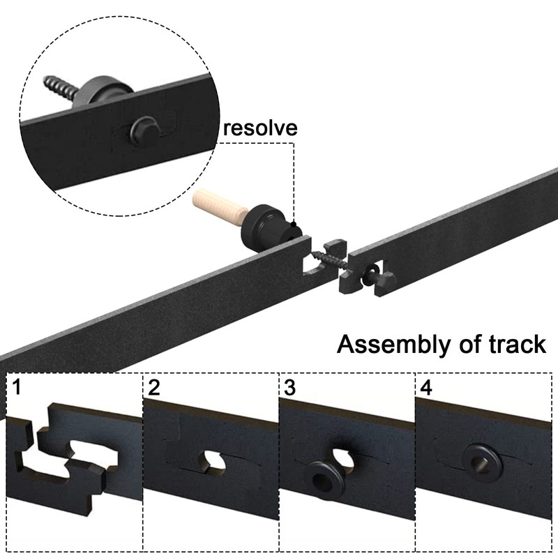 CCJH 6.6FT/79'' Bi-Folding Sliding Barn Door Hardware Kit Heavy Duty