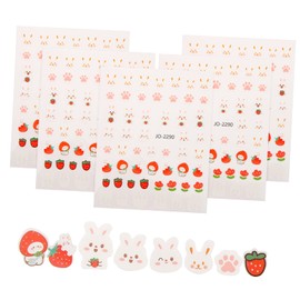 FRCOLOR Easter Bunny Nail Art Stickers 10 Sheets Press on Nails Quick Fingernail Stickers for Women Holiday Accessories
