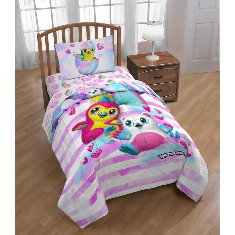 Hatchimals Twin Comforter Bedding for Girls Microfiber 64x 86