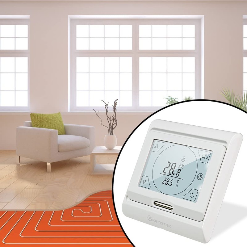 KETOTEK Digital Water Underfloor Heating Thermostat Programmable 3A, Under Floor