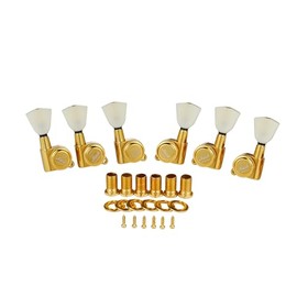 Guitar 3-per-side Locking Tuners 18:1 Locking Tuning Keys Guitar Tuning Machines with Off White Keystone Handle for LP/Les Paul/SG/ES or Acoustic Guitars Gold