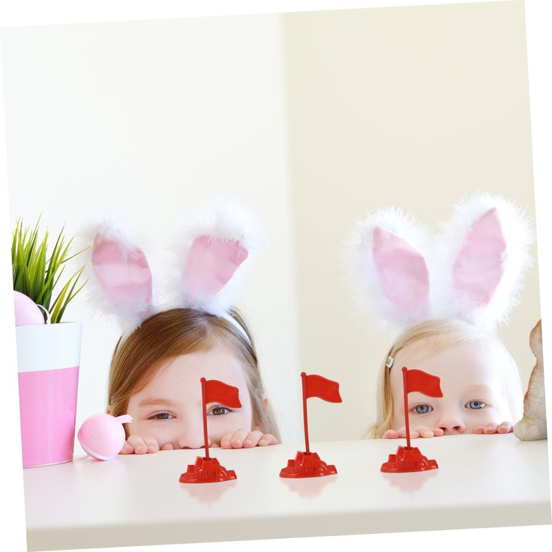 SUPVOX 50Sets Plastic Red Flag Model for DIY Miniature Scene