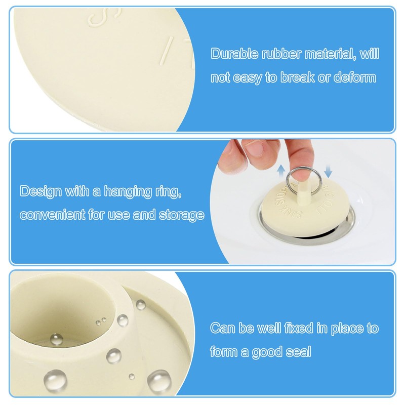 sourcing map 6 Pcs Rubber Sink Plug, Bathtub Drain Stopper
