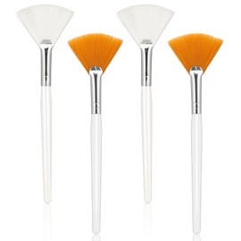 4 Pcs Fan Brushes Esthetician, Fan Brushes for Facials, Soft Facial Applicator Brushes, Makeup Fan Brush Tool for Mud Cream, Loose Powder, Highlighting and Blush