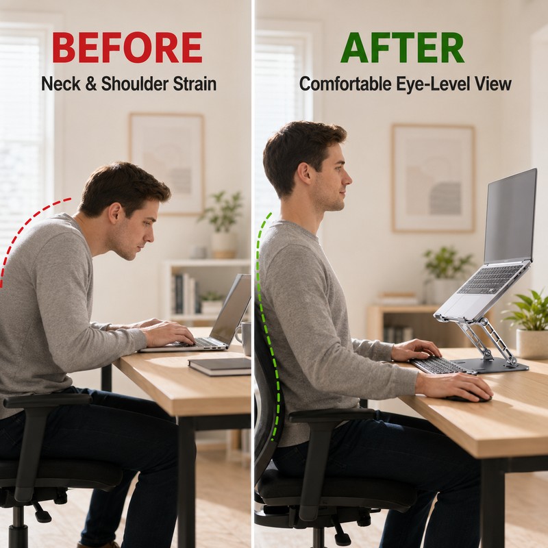 Adjustable Carbon Steel Laptop Stand, Foldable Cooling Holder for Laptops
