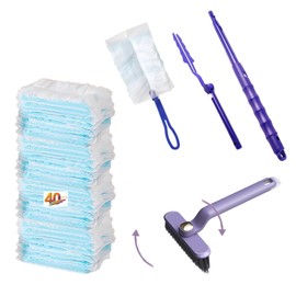 HRJZF 44 pcs Duster Refills for Swiffer Dusters, 40 Count Disposable Duster Refill Heavy Duty Dusters Refills Replacement Head 1 Long-Handled Brush and 2 Short-Handled Brushes, with 1 Cleaning Brush