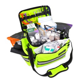 Lightning X Mid-Sized First Responder EMT Bag | LXMB25 | Fully Stocked w/ 240+ First Aid, EMS & Trauma Supplies - Fluorescent Yellow