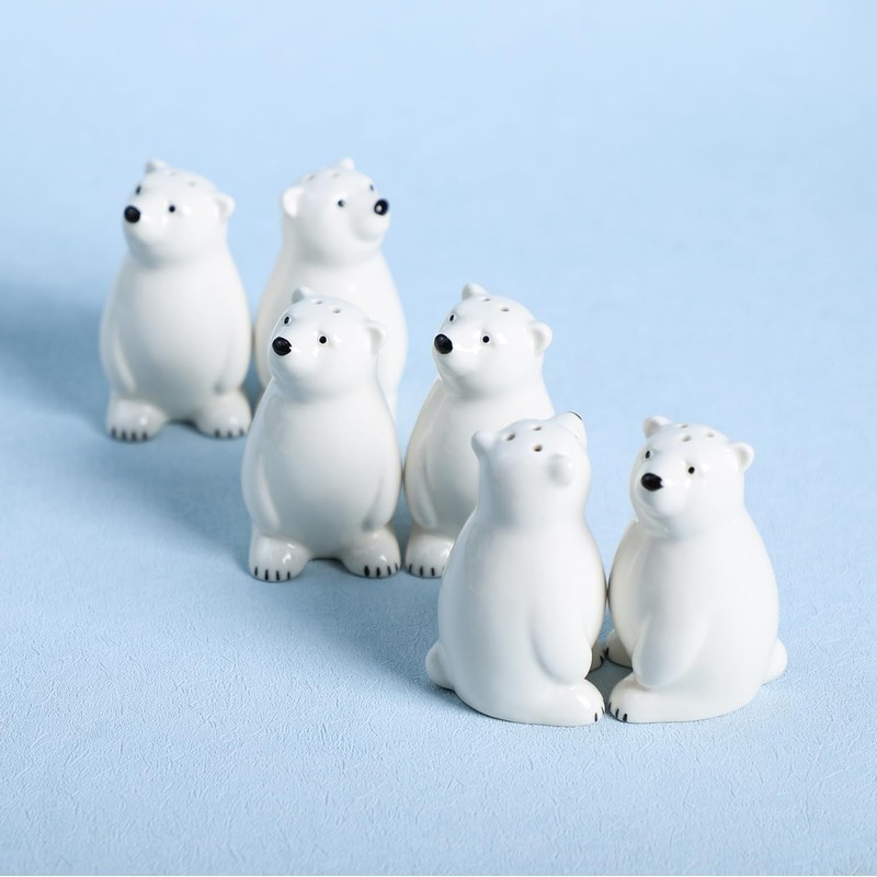 Bicuzat Ceramic Polar Bears Pattern Salt & Pepper Shakers Set,