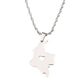 Silver Color Map of Colombia Pendant Necklaces for Women Colombian Jewelry