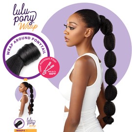 Sensationnel Lulu pony wrap hairextensions- 6 high heat synthetic yaki pony tail or up do hair wig piece (SM2/27)