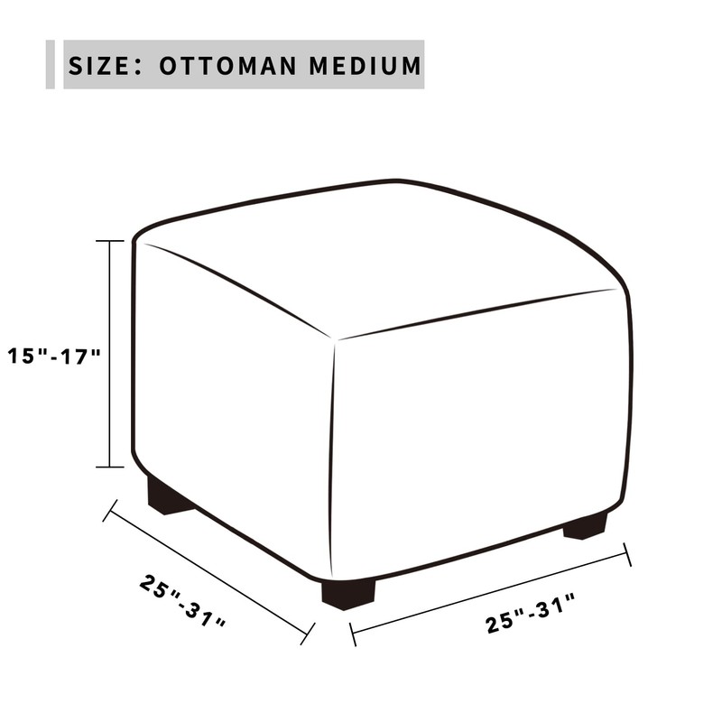 Easy-Going 100% Dual Waterproof Stretch Ottoman Cover 30x30x15inch Square Folding