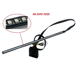 x xotic tech 1X Interior Exterior Grille RGB Multicolored Knight Rider LED Flashing Strip Light Kit Universal fit 21'' 48-SMD