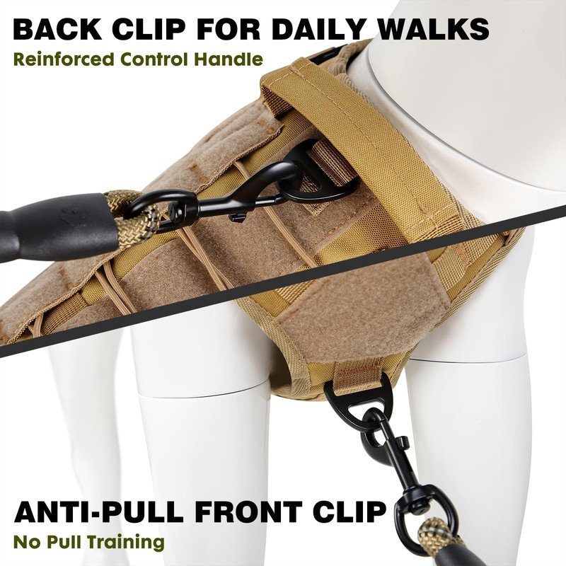 Plutus Pet Tactical Dog Harness with All Metal Buckles, Adjustable,