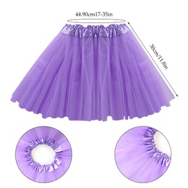 Haakong Layered Tulle Purple Tutu Skirt for Girls with Hairbow Ballet Dressing Up Princess Ballet Purple Tutu Girl Skirt(Purple)