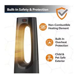 Lasko CW100 Bladeless 1500W 28in. Black Oscillating Tower Ceramic Heater