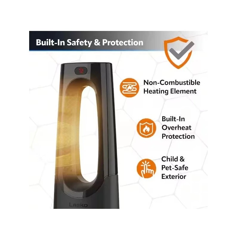 Lasko CW100 Bladeless 1500W 28in. Black Oscillating Tower Ceramic Heater