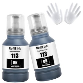 ASEKER 113 Ink Bottles 2 Black Compatible for Epson EcoTank ET-5150 ET-5160 ET-5170 ET-5800 ET-5850 ET-5880 ET-16150 ET-16600 ET-16650 ET-16680 Pro ET-5800 ET-5850 ET-5880 ET-15000 Printer (BK*2)