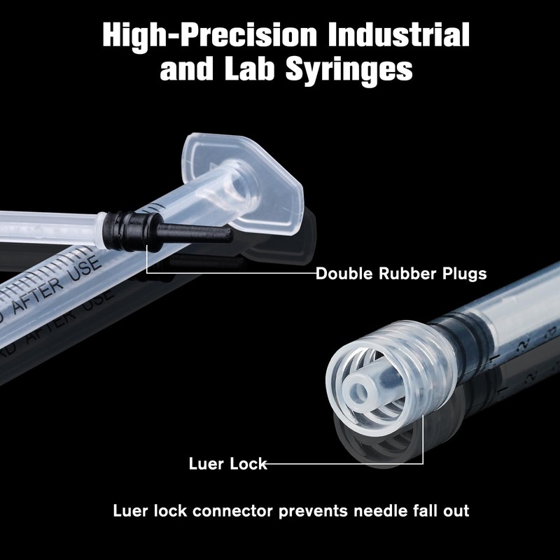 100 Pack Luer Lock 1ml 25Ga 1" Disposable Dispensing Lab