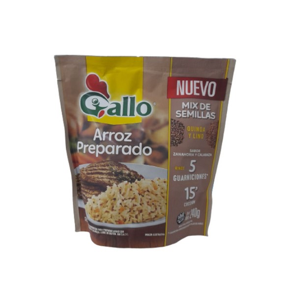 Gallo Arroz Prepared Rice Mix of Seeds Ideal to Accompany Chicken & Meats Arroz Preparado Mix de Semillas, 240 g / 8.46 lb